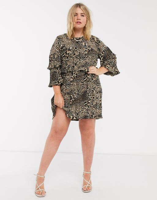 Simply be leopard outlet print dress