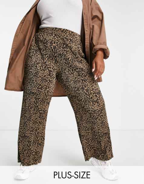 Simply Be plisse wide leg trouser in animal print - view 1