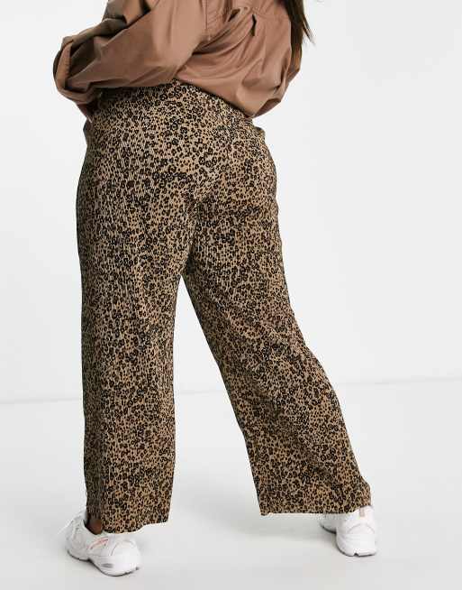 Simply Be plisse wide leg trouser in animal print