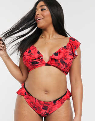 plus size frill bikini