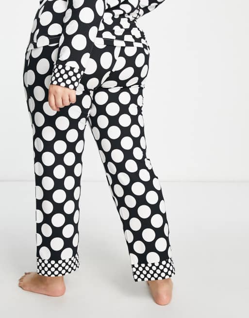 Black and white cheap polka dot pajama set