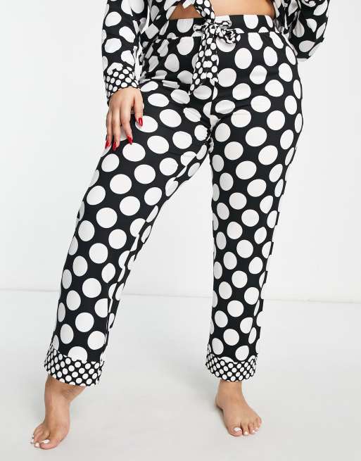 Black and white online polka dot pajama set