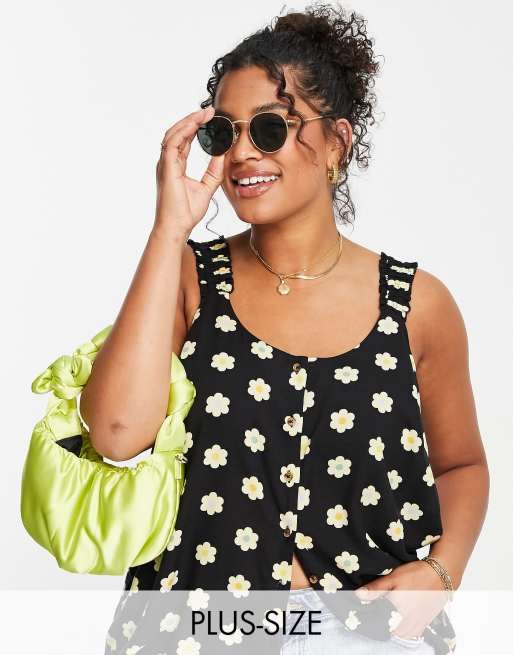 Simply Be printed viscose singlet in retro floral