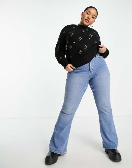 Simply Be – Pullover in Schwarz mit Blitzstickerei, 4 von 4