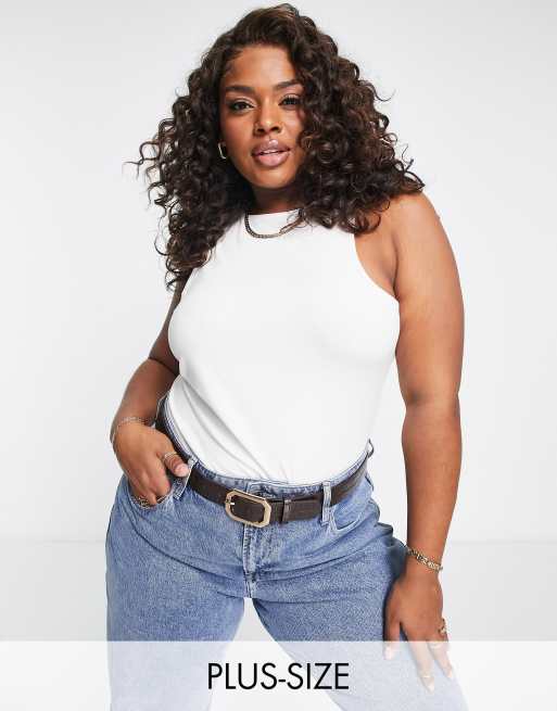 YOURS Plus Size White Ribbed Crop Top