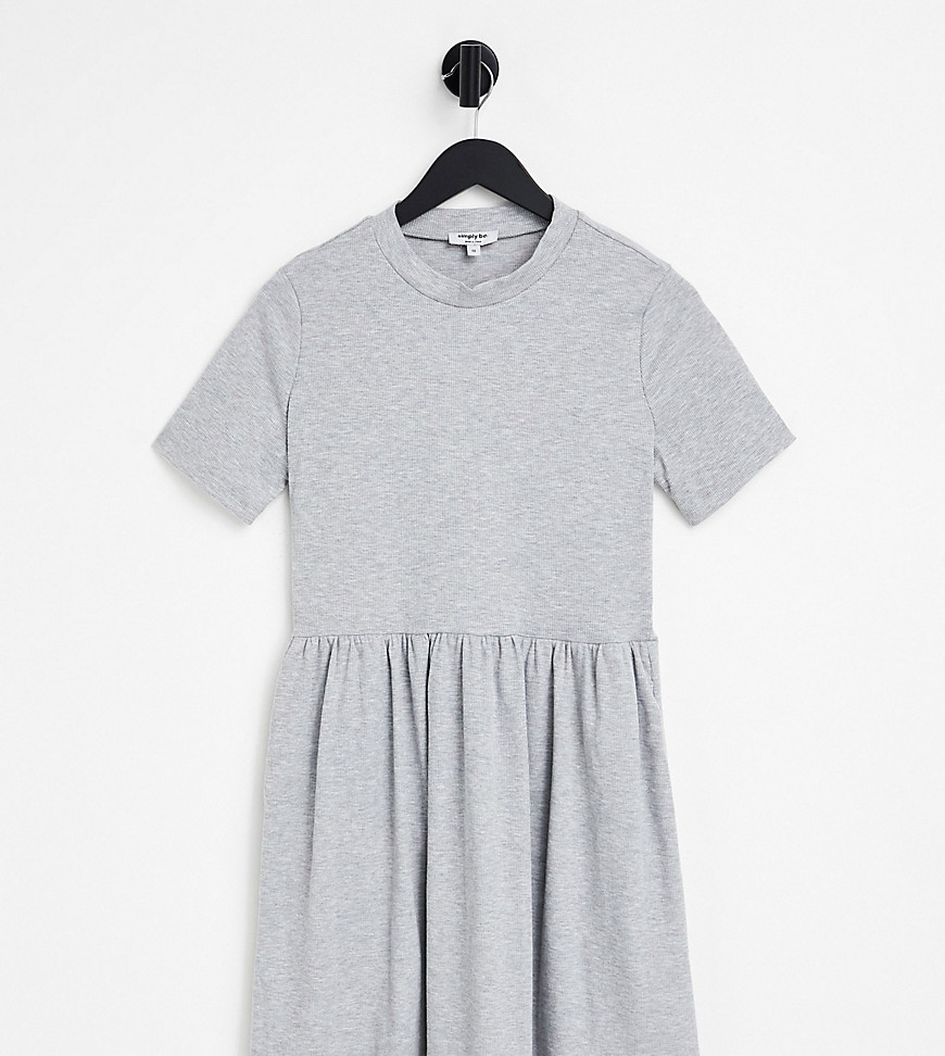 Simply Be Ribbed Smock Dress In Gray