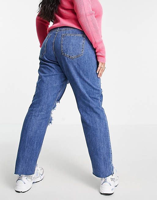  Simply Be ripped boyfriend jeans in light blue wash 