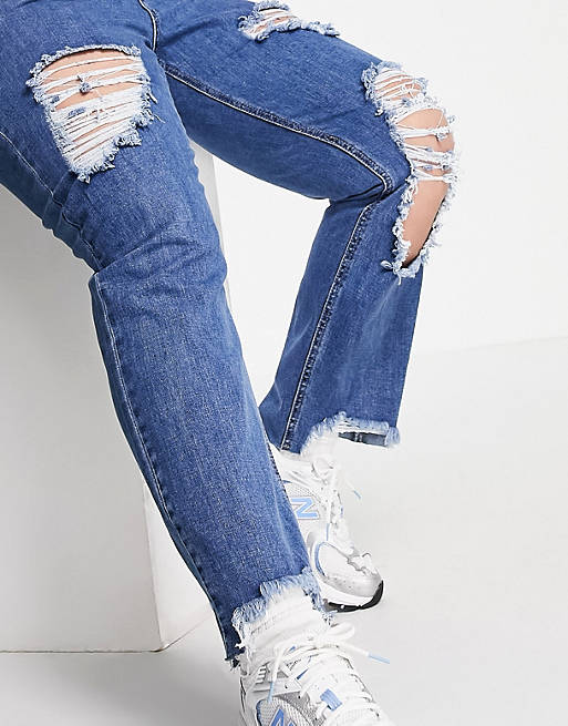  Simply Be ripped boyfriend jeans in light blue wash 