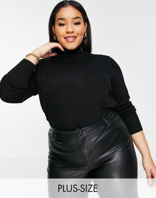 Simply Be roll neck jumper in black