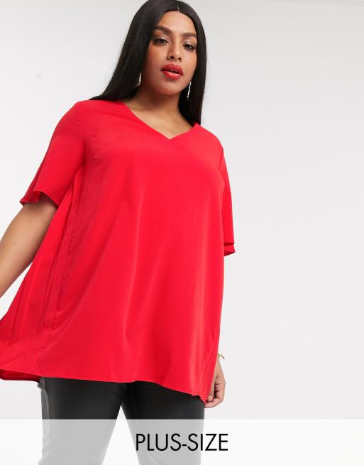 Simply Be Rote Bluse Mit Falten Und V Ausschnitt Asos