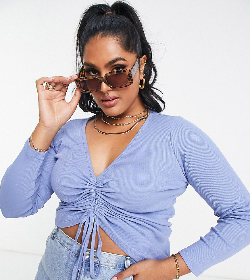 Simply Be Ruched Front Top In Blue
