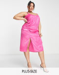 [Simply Be] Simply Be ruched side slip dress in pink-Black 18 BLACK