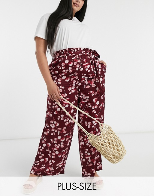 Simply Be satin trousers in print
