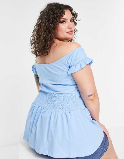 Plus Size Bardot Peplum Corset Top