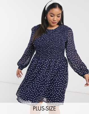 round neck polka dot skater dress