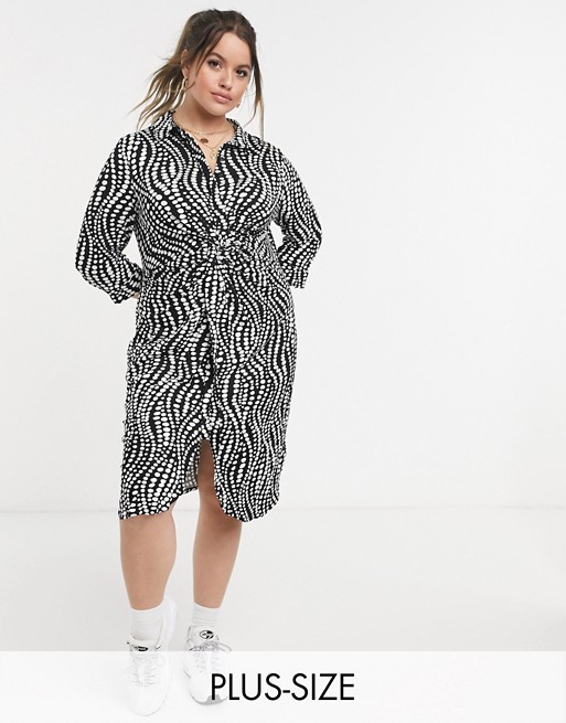 Simply Be shirt dress with twist front in zebra print