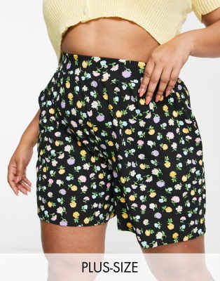 Intro Plus Size Daisy High Waisted Pull-On Bermuda Shorts