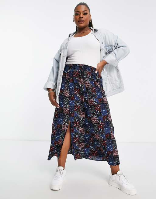 Floral midi on sale skirt with split