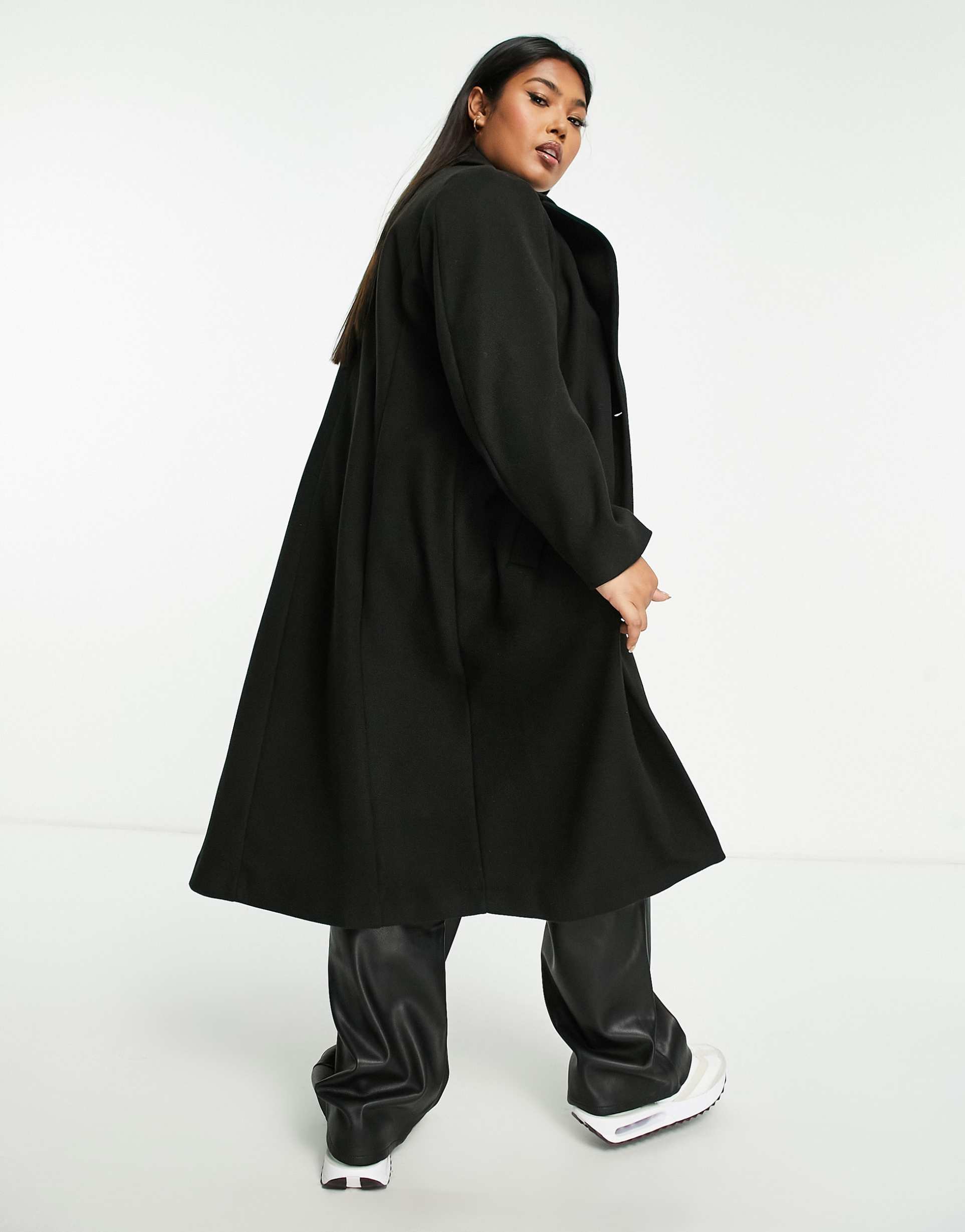Simply Be single breasted formal coat in black