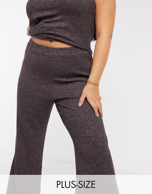 Simply Be skinny flare trouser in cocoa