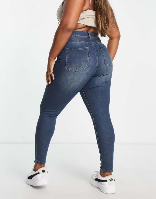 Simply Be - Skinny-jeans i blå vintage-vask, 2 af 4