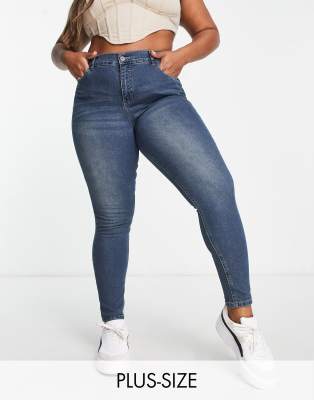 Simply Be - Skinny-Jeans in verwaschenem Vintage-Blau