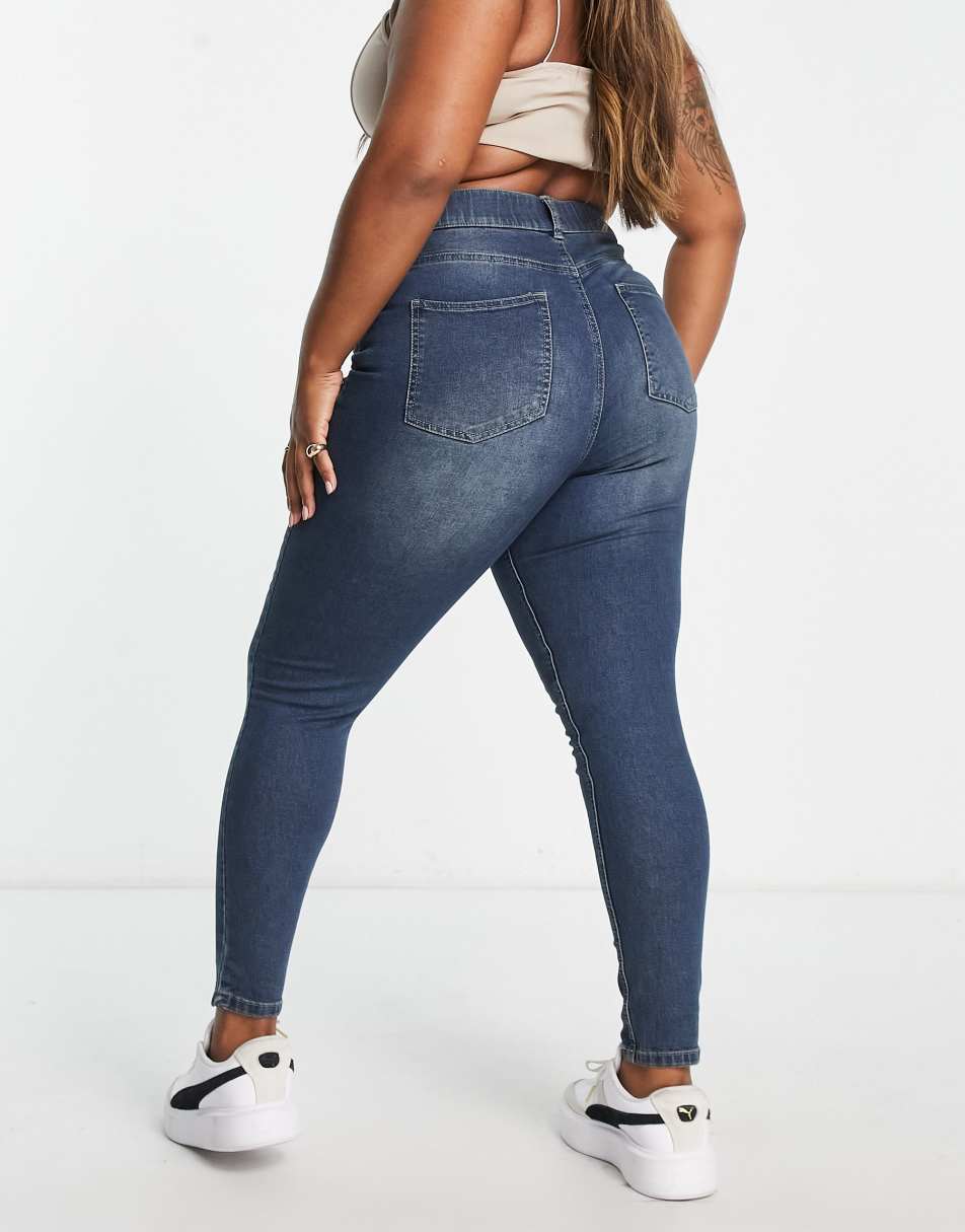 Simply Be skinny jeans in vintage blue wash 0