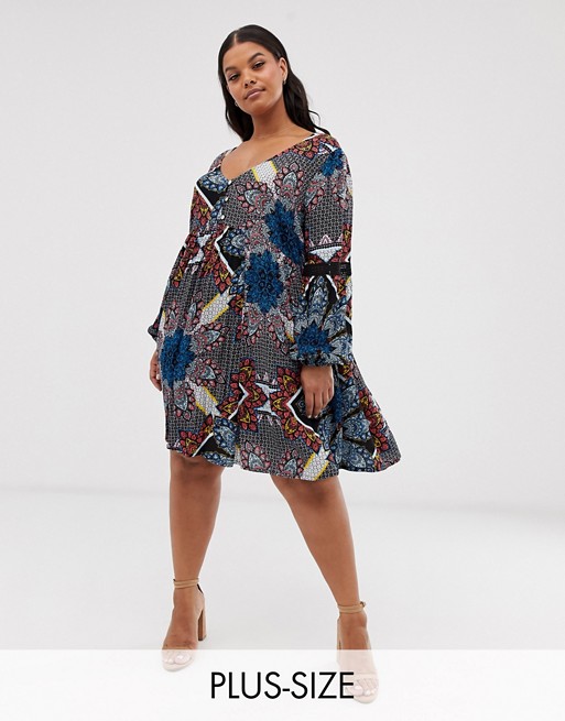 Simply Be smock dress in paisley
