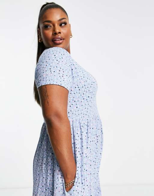 Plus Size Blue Pocket Dress