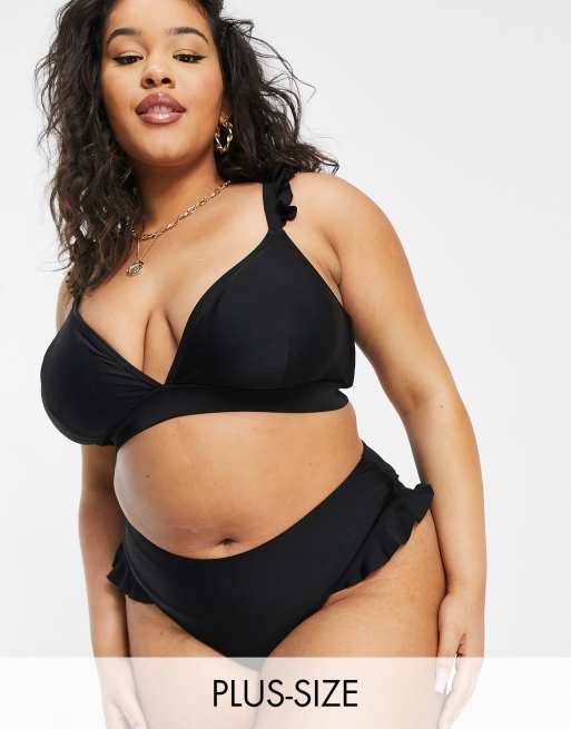 Simply Be - Sort bikinitrusse med flæse