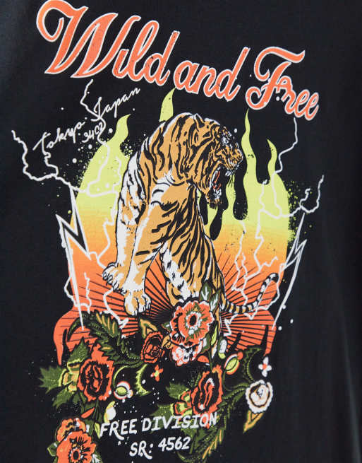 Simply Be - Sort t-shirt med wild and free-slogan, 3 af 4