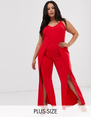 red jumpsuit split leg