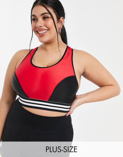 Simply Be sports bra with stripe detail in black