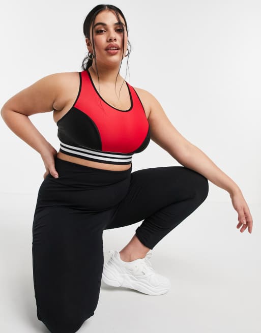 Simply Be sports bra with stripe detail in black