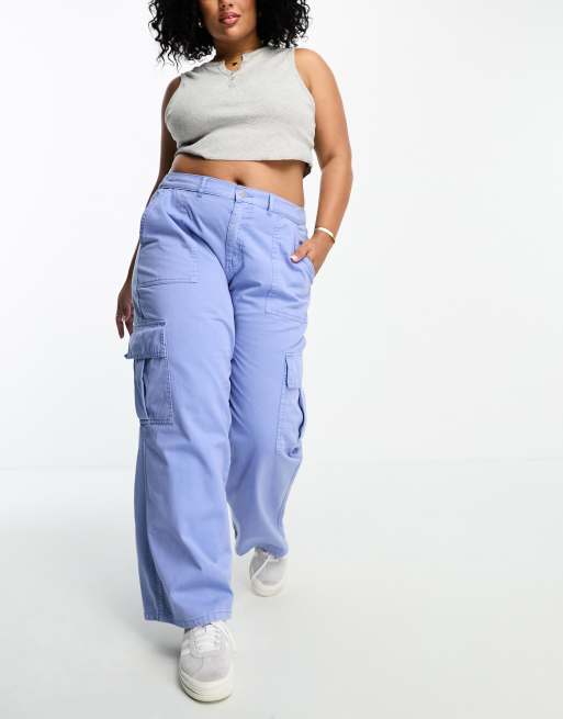 Simply Be straight leg cargo trouser in blue