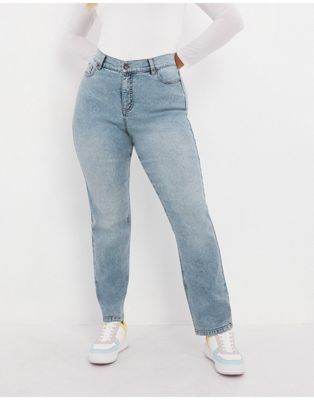 Simply Be straight leg jeans in mid blue