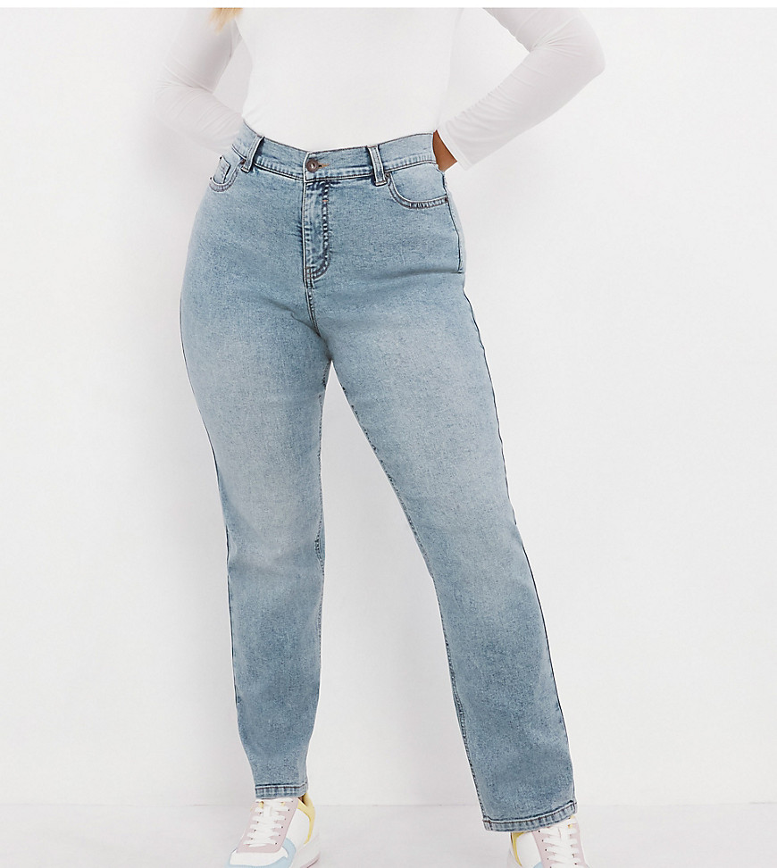 Simply Be straight leg jeans in mid blue