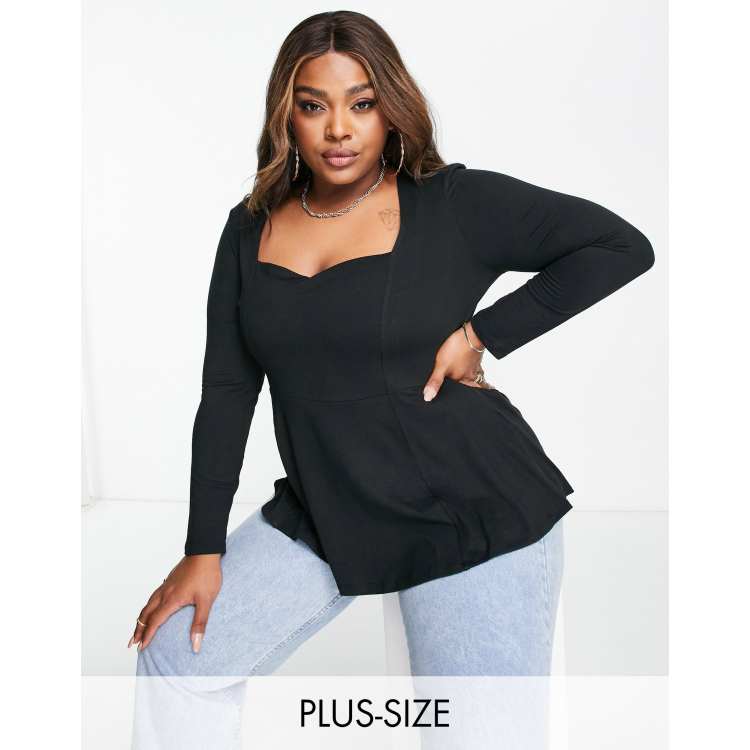 Black v store neck peplum top