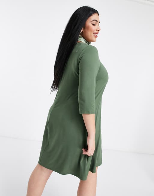 Simply Be swing dress in khaki