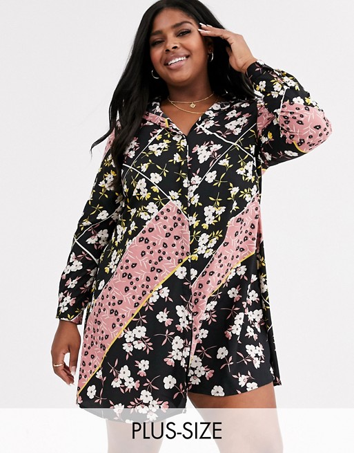 Simply Be swing shirt dress in mixed floral print