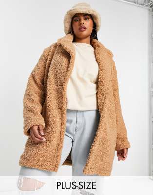 Plus size long teddy coat best sale