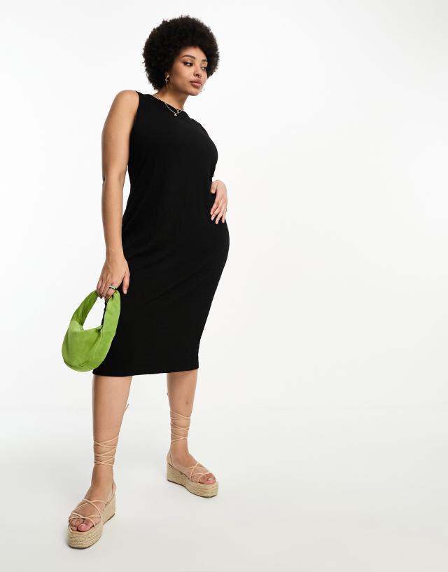 Simply Be - textured jersey midi dress in black