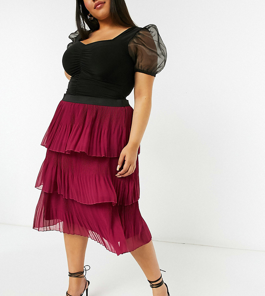 Simply Be tiered skirt in pink