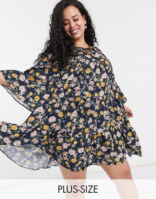 Simply Be tiered smock dress in print
