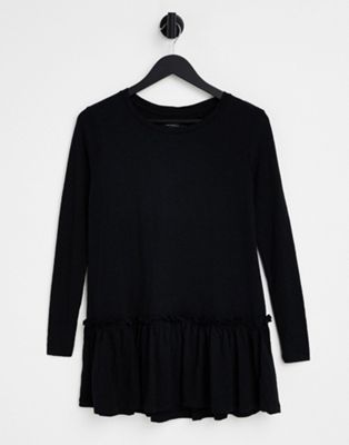 Simply Be Tiered Tunic Top In Black