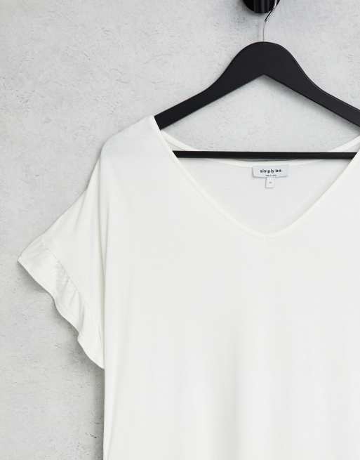 Simply Be - Top met ruches aan de mouwen in wit, 2 van 4