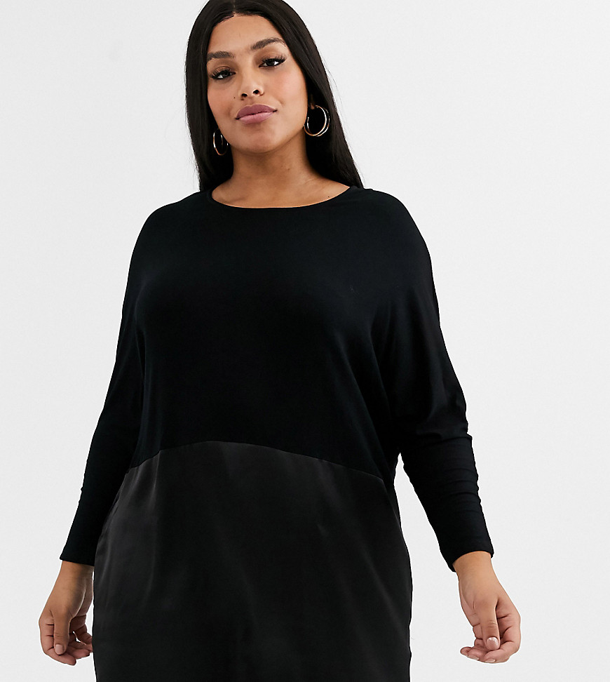 Simply Be tunic with satin hem in black