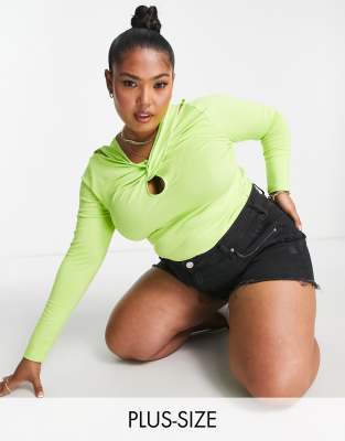 Simply Be twist front top in green