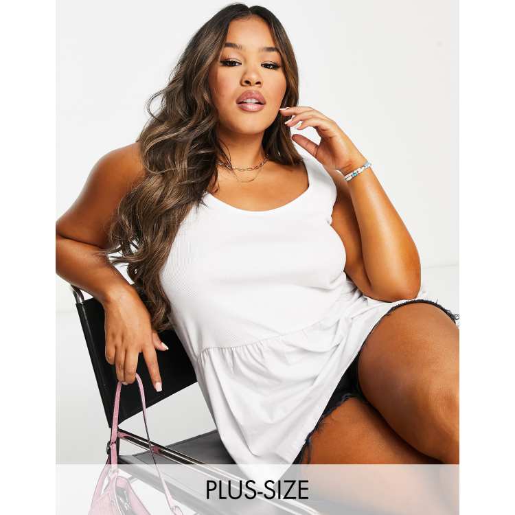 Simply Be vest with peplum hem in white | ASOS