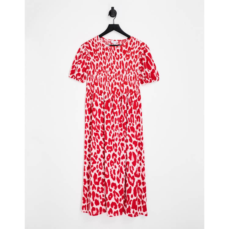 Zara red cheap animal print dress